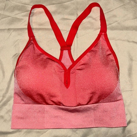 Nike Reddish Orange Textured Y-back Wide-Band Sports Bra size Small - Picture 2 of 7